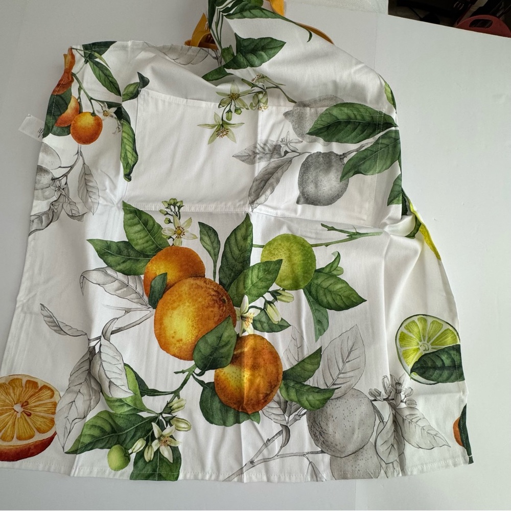 Williams Sonoma Citrus Apron NWT Cotton D-Ring Neck Pockets - Picture 6 of 14